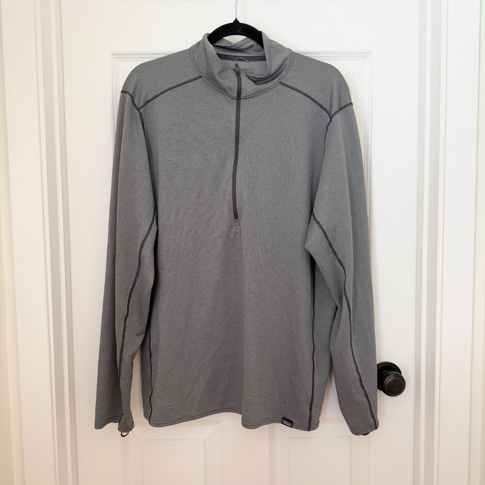 Men Patagonia Capilene Midweight Zip-Neck Base Layer Long Sleeve in Gray Size XL